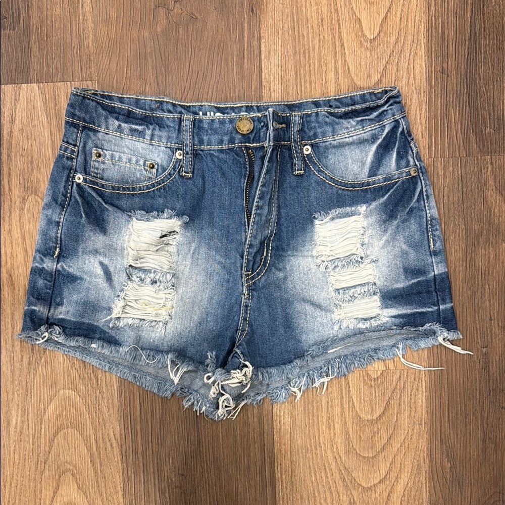 YMI Blue Jean Shorts Distressed High-Waisted